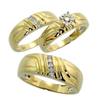 Trío de boda oro amarillo