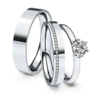 Trío de boda oro blanco