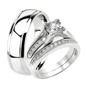 Trío de boda oro blanco