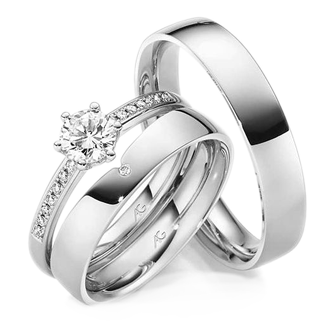 Trío de boda oro blanco