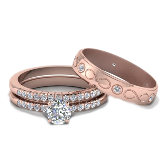 Trío de boda oro rosa