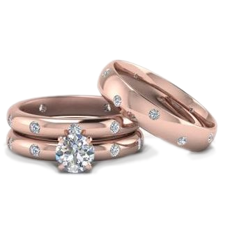 Trío de boda oro rosa