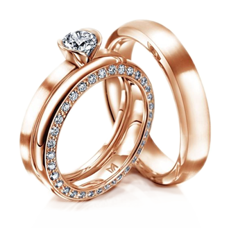 Trío de boda oro rosa