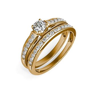 Solitario + Boda oro amarillo