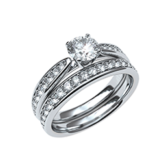 Solitario + Boda oro blanco